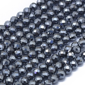Terahertz Stone Beads Strands, Faceted, Round, 4mm, Hole: 0.5mm, about 90~95pcs/Strand, 15.35 inch(39cm)
