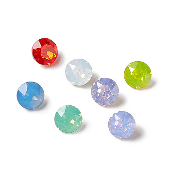 Opal Style K9 Glass Rhinestone Cabochons, Pointed Back & Back Plated, Diamond, Mixed Color, 6x4mm