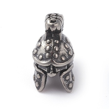 316 Surgical Stainless Steel Gladiator Helmet Beads, Antique Silver, 15x8x12mm, Hole: 2mm