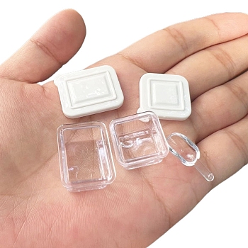 Lunch Box & Spoon Plastic Mini Model Kit, Micro Landscape Dollhouse Accessories, Pretending Prop Decorations, Clear, 25x20x12mm