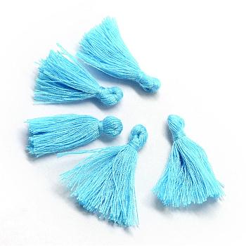 Handmade Polycotton(Polyester Cotton) Tassel Decorations, Pendant Decorations, Deep Sky Blue, 29~35mm