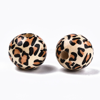 Printed Natural Wooden Beads(WOOD-R270-05)-2