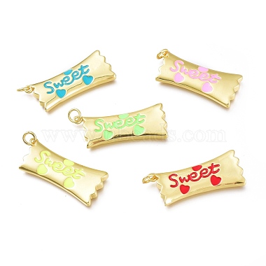 Real 18K Gold Plated Mixed Color Rectangle Brass+Enamel Pendants