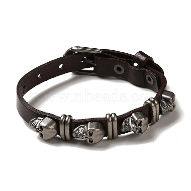 bracelet rivets tête de mort en alliage(BJEW-C037-03B)-3
