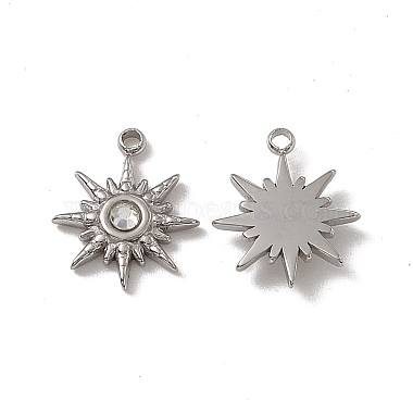 Stainless Steel Color Sun Stainless Steel+Rhinestone Charms