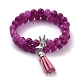 Dyed Natural Chalcedony Round Beads Stretch Bracelets Set for Girl Women(BJEW-JB07058)-4