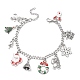 Christmas Tree & Deer & Wreath & Santa Claus Alloy Enamel Charm Bracelet(BJEW-TA00252)-1
