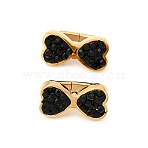 304 Stainless Steel Rhinestone Watch Band Charms, Ion Plating(IP) High Polished, Real 18K Gold Plated,, Heart, 5x10x5.5mm, Hole: 6x2.5mm(STAS-P431-39A-G)