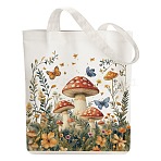 Canvas Women's Tote Bags, with Handle, Shoulder Bags for Shopping, Rectangle, Mushroom, 38x40cm(ABAG-WH0056-003)