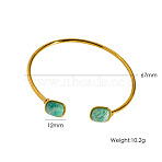 304 Stainless Steel & Natural Amazonite Cuff Bangles, Terminal Bangles for Women, Rectangle, Inner Diameter: 2.64 inch(6.7cm)(WG6ED08-01)