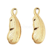 304 Stainless Steel Pendants, Feather Charm, Golden, 20x7.5x2.5mm, Hole: 2.5x1mm(STAS-P364-16G)