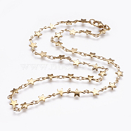 304 Stainless Steel Chain Necklaces, with Lobster Claw Clasps, Star, Golden, 17.7 inch(45cm)(X-STAS-P164-27G)