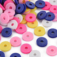 5 Colors Handmade Polymer Clay Beads, Heishi Beads, Disc/Flat Round, Dark Blue & Light Khaki & White & Pink & Deep Pink, 8x0.5~1.5mm, Hole: 2mm, about 11500pcs/1000g(CLAY-N011-032-04)