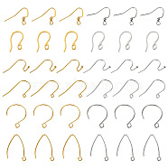 96Pcs 12 Style 304 Stainless Steel Earring Hooks, Circle Ball End & Shepherd's Hook & Marquise Ear Wire, with Horizontal Loops, Golden & Stainless Steel Color, 11~27.5x11.5~22x0.8~1mm, Hole: 1.8~3.5mm, Pin: 0.7~0.8mm, 8Pcs/style(STAS-PJ0001-45)