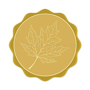 Self Adhesive Gold Foil Embossed Stickers, Medal Decoration Sticker, Leaf Pattern, 5x5cm(DIY-WH0211-048)