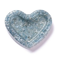 Resin with Natural Aquamarine Chip Stones Ashtray, Home OFFice Tabletop Decoration, Heart, 103x121x27mm, Inner Diameter: 96x60mm(DJEW-F015-03F)