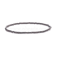 Glass Round Beaded Stretch Bracelet for Women, Gunmetal, Inner Diameter: 2-1/8 inch(5.5cm), Beads: 2mm(BJEW-JB07911-01)