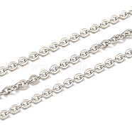 Rhodium Plated 925 Sterling Silver Flat Cable Chains, Soldered, Platinum, Link:2.05x1.7x0.5mm(STER-F052-04P-03)