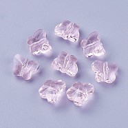 Transparent Glass Beads, Faceted, Butterfly, Pearl Pink, 6.5x8x5.5mm, Hole: 1mm(GLAA-P037-02B-06)