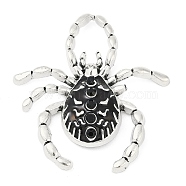 Alloy Rhinestone Enamel Pendants, Rack Plating, Cadmium Free & Nickel Free & Lead Free, Spider, Antique Silver, Black, 40.5x38.5x7.5mm, Hole: 12x8.5mm(PALLOY-R151-67AS-01)