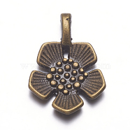 Tibetan Style Alloy Pendants, Lead Free and Cadmium Free, Antique Bronze, Flower, 22x15x2.5mm(X-TIBEP-A12063-LF)