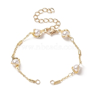 Brass Chain Bracelet Making, with Acrylic Imitation Pearl Bead and Lobster Clasp, for Link Bracelet Making, Golden, 6-1/8 inch(15.5cm)(AJEW-JB01150-04)