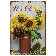 Rectangle Metal Iron Sign Poster, for Home Wall Decoration, Sunflower Pattern, 300x200x0.5mm(AJEW-WH0157-339)