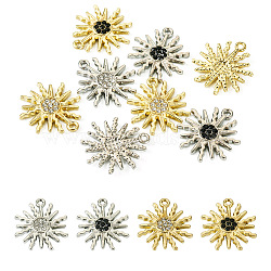 Pandahall 8Pcs 4 Color Alloy Pendant, with Rhinestone, Cadmium Free & Nickel Free & Lead Free, Sun Charms, Platinum & Golden, 19x17x2.5mm, Hole: 1.4mm, 2Pcs/color(FIND-TA0003-31)