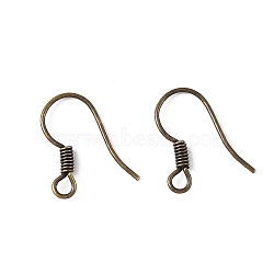 Iron Earring Hooks, French Hooks with Coil, Antique Bronze, 14mm, Hole: 2mm, Pin: 0.6mm(RN-CBA973B-10A-AB)