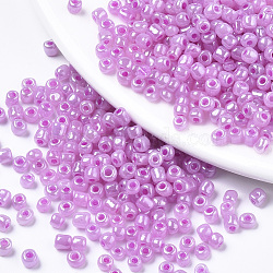 Glass Seed Beads, Ceylon, Round, Violet, 3mm, Hole: 1mm, about 10000pcs/pound(SEED-A011-3mm-151)