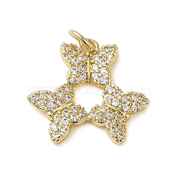 Brass Micro Pave Clear Cubic Zirconia Pendants, Butterfly, Real 18K Gold Plated, 18x19x2.5mm(KK-U005-01O-G)