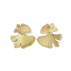 Ion Plating(IP) 304 Stainless Steel Stud Earrings, Leaf, Golden, 48x45mm(EJEW-M249-06G)
