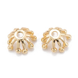 Brass Multi-Petal Bead Caps, Long-Lasting Plated, Flower, Real 18K Gold Plated, 7.5x4mm, Hole: 1.4mm(KK-K251-06G)