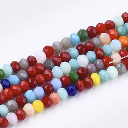 Glass Beads Strands, Faceted, Rondelle, Mixed Color, 3x2mm, Hole: 1mm, about 195~198pcs/strand, 16.1 inch(X-EGLA-T013-03A)