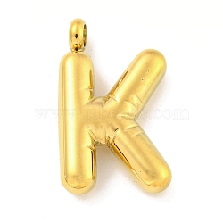 Ion Plating(IP) 304 Stainless Steel Pendants, Letter Charm, Golden, Letter K, 25.5x15.5x5.5mm, Hole: 3mm(STAS-C102-16G-K)