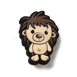 Cartoon Animal Silicone Beads, Brown, Hedgehog, 30x22.5x9mm, Hole: 2mm(SIL-S007-01D)