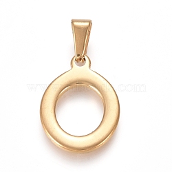 304 Stainless Steel Pendants, Golden, Initial Letter.O, 21x15x1.8mm, Hole: 3x7mm(STAS-F106-95G-O-01)