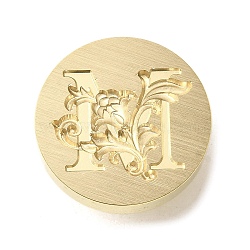 Wax Seal Brass Stamp Heads, Flower Letter Series, Golden, Letter M, 25.5x14mm, Hole: 7mm(AJEW-D301-02G-M)