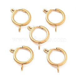 Ion Plating(IP) 304 Stainless Steel Spring Ring Clasps, Golden, 20x16x3mm, Hole: 3mm(X-STAS-E104-09D)