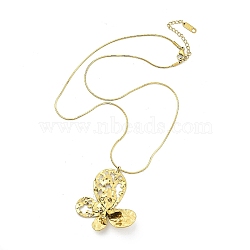 304 Stainless Steel Hollow Butterfly Pendant Round Snake Chain Necklaces for Women, Real 18K Gold Plated, 18.39 inch(46.7cm)(NJEW-S008-01G)