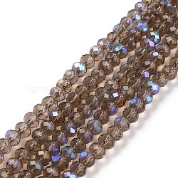 Electroplate Glass Beads Strands, Half Rainbow Plated, Faceted, Rondelle, Camellia, 3.5x3mm, Hole: 0.4mm, about 123~127pcs/strand, 13.7~14.1 inch(35~36cm)(EGLA-A034-T3mm-L06)