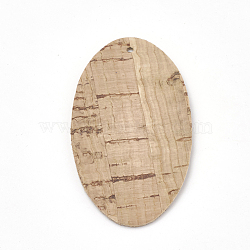 Imitation Leather Big Pendants, Oval, Wheat, 54x30x1mm, Hole: 1.5mm(FIND-N001-06)