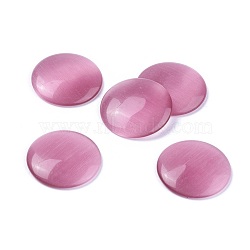 Cat Eye Glass Cabochons, Half Round/Dome, Pale Violet Red, about 20mm in diameter, 3~5mm thick(X-CE073-20-22)