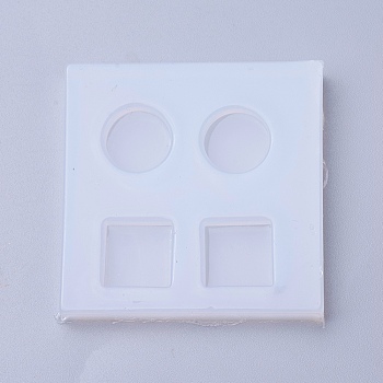 Silicone Molds, Resin Casting Molds, For UV Resin, Epoxy Resin Jewelry Making, Square and Flat Round, White, 48x48x5mm, Inner Diameter: 13x13mm