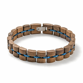 Wooden Watch Band Bracelets for Women Men, with 304 Stainless Steel Clasp, Camel, 9-7/8 inch(25cm)