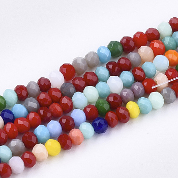 Glass Beads Strands, Faceted, Rondelle, Mixed Color, 3x2mm, Hole: 1mm, about 195~198pcs/strand, 16.1 inch