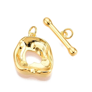 925 Sterling Silver Baroque Toggle Clasps, Jewelry Clasps, Real 18K Gold Plated, 12.5x10.5x2.5mm, Hole: 1.6mm, Bar: 3.5mm wide, 14mm long, 2mm thick, hole: 1.6mm