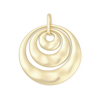 Rack Plating Alloy Pendants, Cadmium Free & Lead Free, Round, Matte Light Gold, 60x2mm, Hole: 5.2x6.4mm