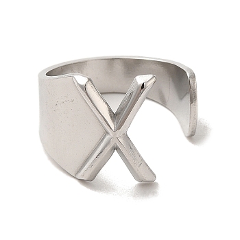 201 Stainless Steel Finger Rings, Letter X, Inner Diameter: 18mm