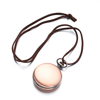 Alloy Quartz Pocket Watches, with Faux Suede Cords, Red Copper, 15.7 inch, Watch: 65.5x47x15mm